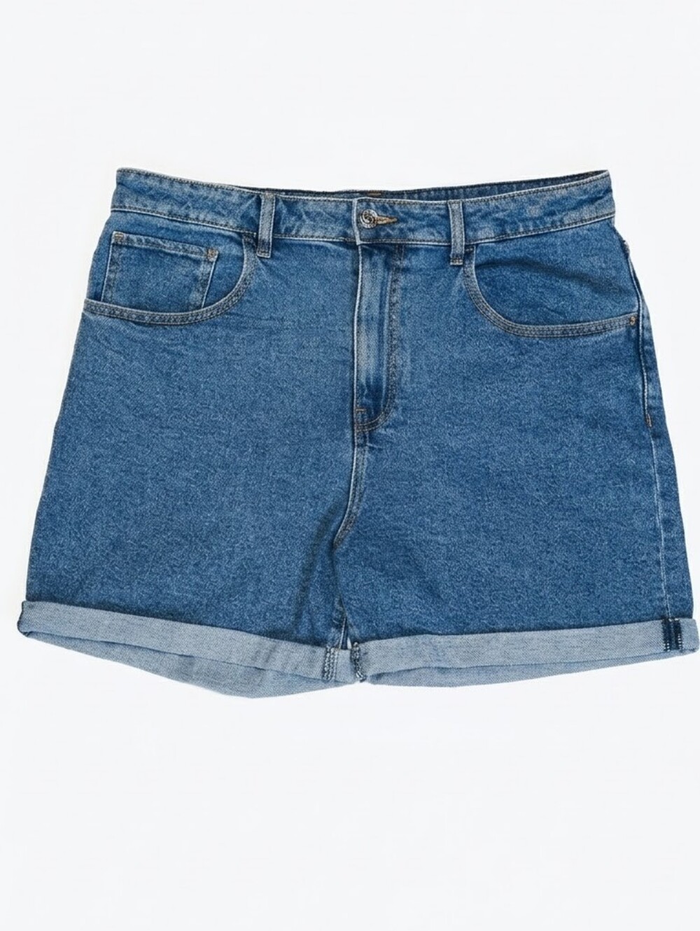 Steve Madden High Rise Cuffed Denim Shorts Blue Womens Size Large Classic 5"
